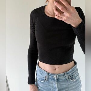 Everlane Black Long Sleeve Crop Top